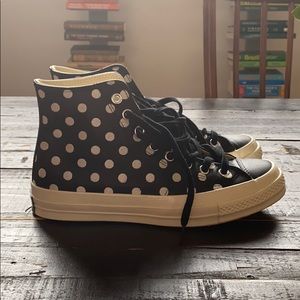 Converse Chuck 70 Hi Black leather polka dot